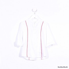 Slip-on Shirt with Embroidery white