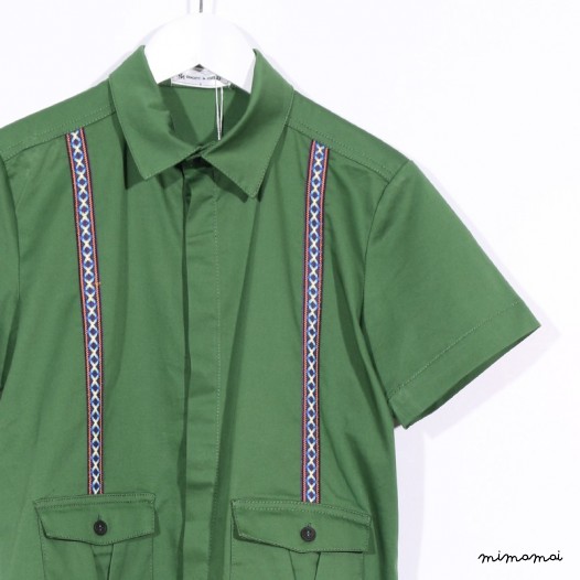Short-sleeved Suspenders Shirt green