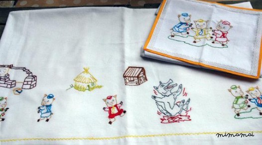 baby linen sheet pillowcase hand embroidered cradle stroller nursery