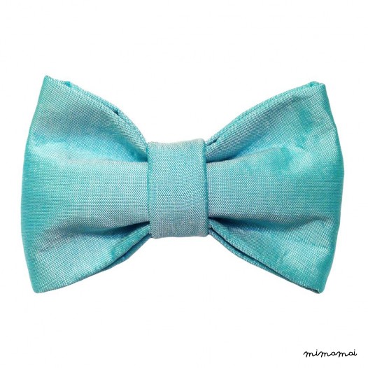 Child turquoise bow tie, wild silk