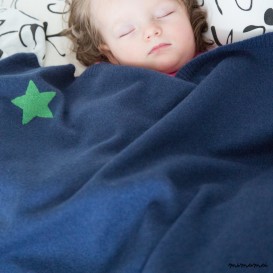 Cashmere Baby Blanket with Star - Navy
