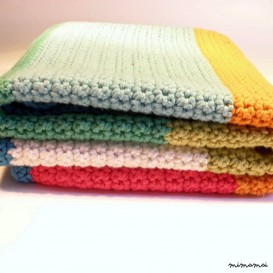 Crochet baby blanket in colorful stripes, crochet nursery bedding