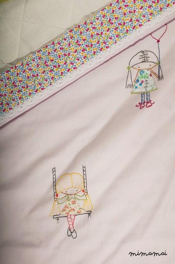 Applique di neonata coperta, mano ragazze ricamati, coperta culla passeggino unico regalo