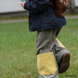 Grey corduroy pants with big pockets long wide grey