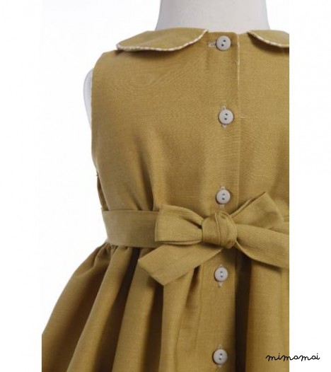 Millie Dress London Print in Mustard