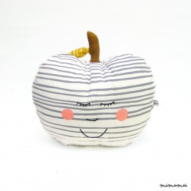 Striped apple pillow Happy face