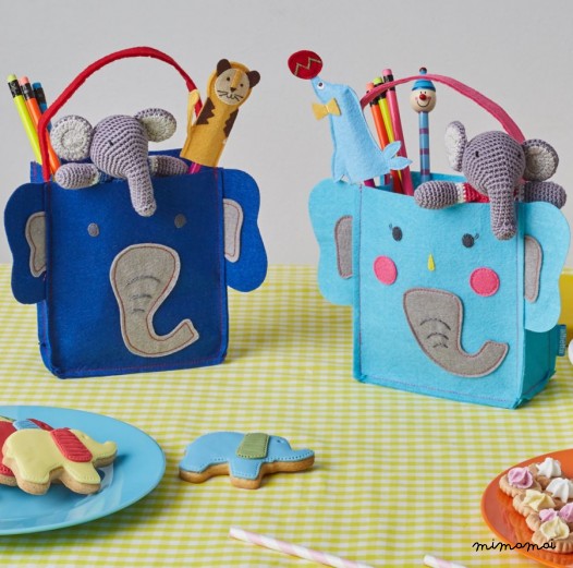 Set of 2 Elephant Felt Party Bags