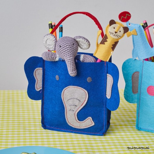 Set of 2 Elephant Felt Party Bags