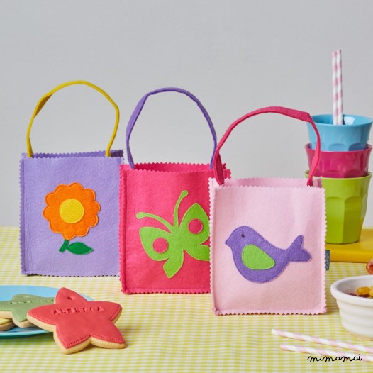 Set of 3 Summer Garden Felt Party Bags
