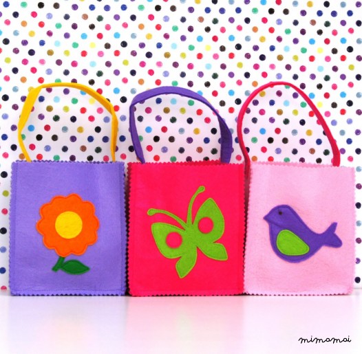 Set of 3 Summer Garden Felt Party Bags