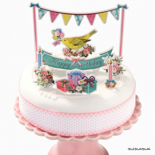 Happy Birthday Cake Toppers with Ribbon
