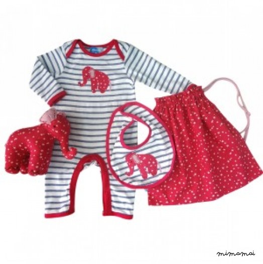 Eli babygrow, bib & soft toy gift set
