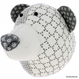 Neutral print felt bear head