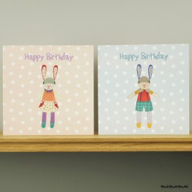 Patchwork Bunny Birthday Card
