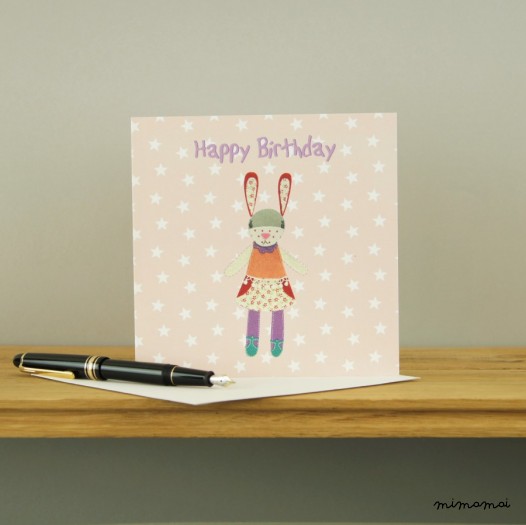 Patchwork Bunny Birthday Card