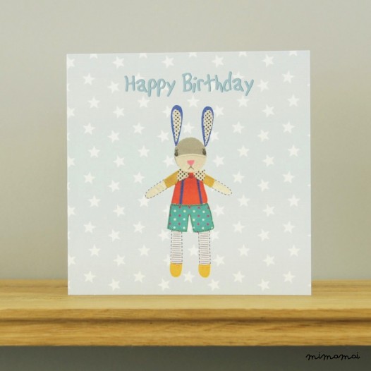 Patchwork Bunny Birthday Card