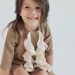 Warm beige girl dress with chiffon ruffles