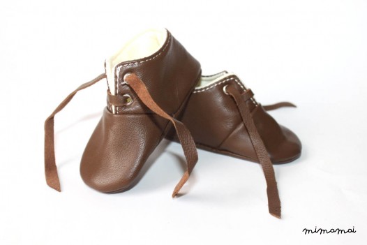 6-12 Months Slippers / Baby Shoes Soft Sole Lamb Leather Brown Marron OwO SHOES