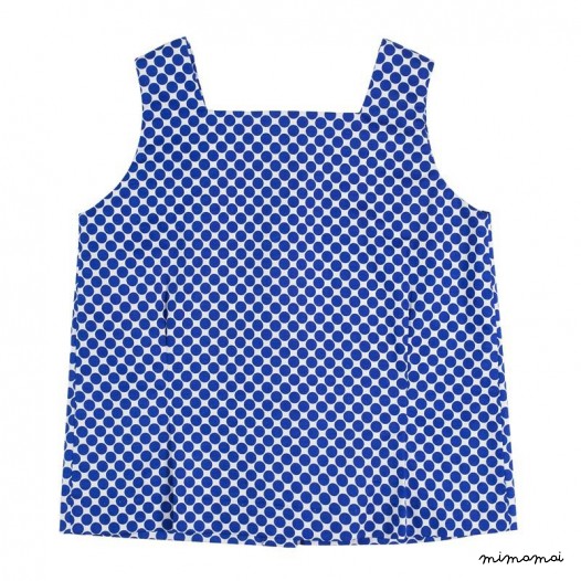 Square Neck Top blue dots