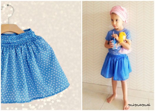 White and Blue Skirt for girl, Little Stars Skirts