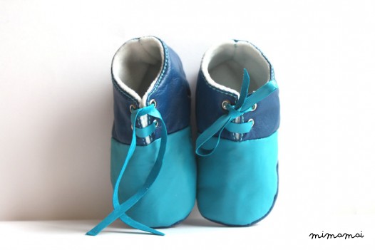 12 - 18 Months Slippers / Baby Shoes Lamb Leather Blue