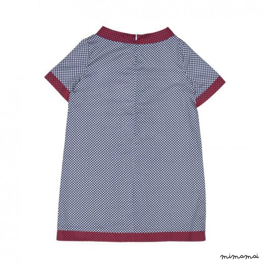Wide Neck Heart Patch Dress white, red and navy