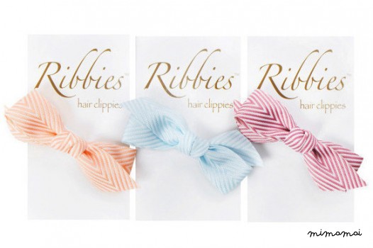 Set of 3 Thin Chevron Bow Hairclips - A