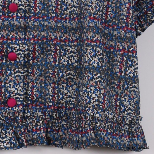 Frilly Button-down Top blue
