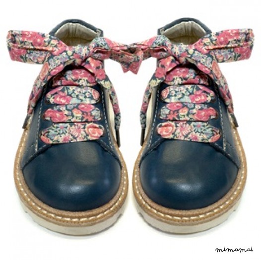 Hattie navy monkey boot with Liberty laces