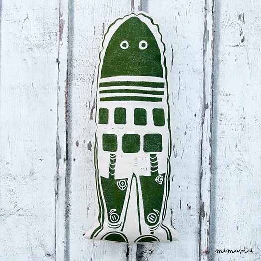 Robot Cushion " Green Shell "