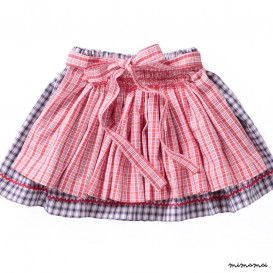Nia skirt, red, white and blue costume fabric, with red and white apron