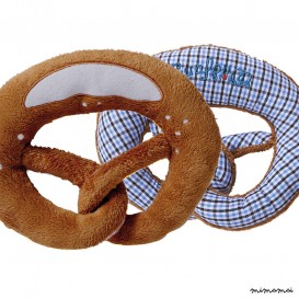 Rustling pretzel Plush with blue/white costume fabric