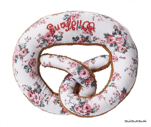Rustling pretzel Plush with floral costume fabric