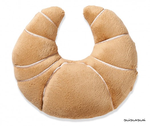 Rustling croissant Plush with Vichy in light blue