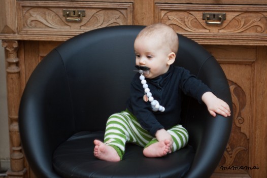 Baby Pants Trousers Milk white Green striped