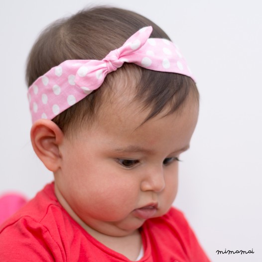 Coppia di fasce capelli mamma&figlia "pois rosa e grigio"
