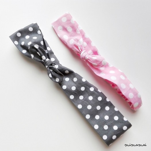 Coppia di fasce capelli mamma&figlia "pois rosa e grigio"