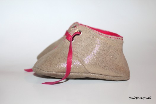 12 - 18 Months Slippers / Baby Shoes Lamb Leather Glitter bright, brilliant
