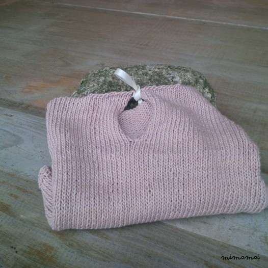 Baby jumper and leggings, handmade knitwear of organic cotton, pale rose