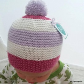 beb&egrave; in maglia vintage zebrato berretto con Pompon