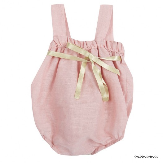 Linen Girl Baby Romper , Dusty Pink Baby Girl Outfit, Baby Shower