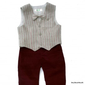 Natural linen striped vest
