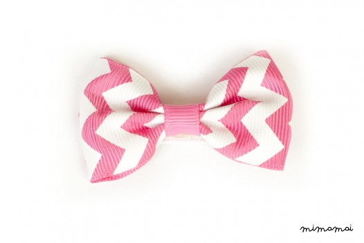 Large Chevron Bow Hairclip Pink