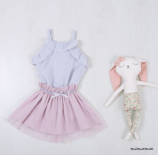 Light blue cotton blouse, Top Sleeveless, Top clip dot cotton , Girls top