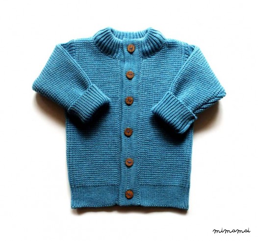 Children's Merino wool round neck Cardigan with handmade oak buttons