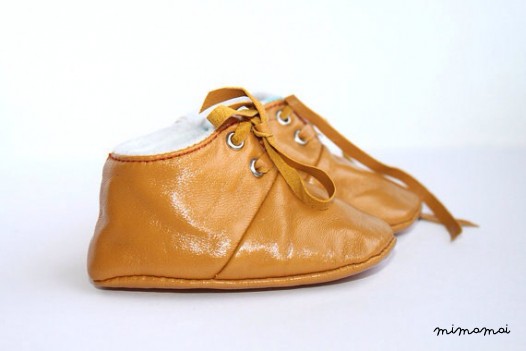 18-24 Months Slippers / Baby Shoes Lamb Leather Mustard