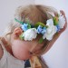 Hair crown, flower crown, pale blue & white blossom, baby bridal accessory, coroncina di fiori