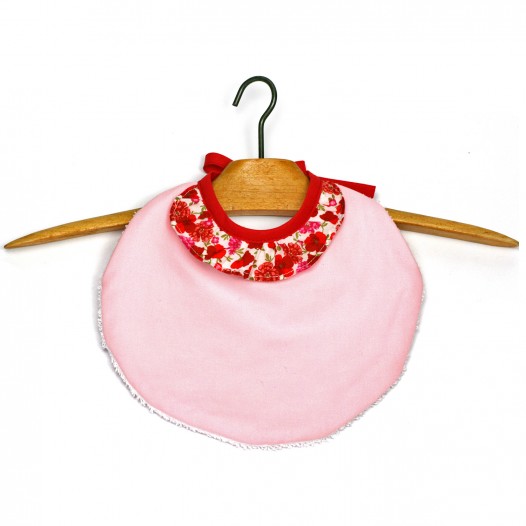 bavoir-bebe-fille-rouge-rose-fleur-colerette-petit-pote
