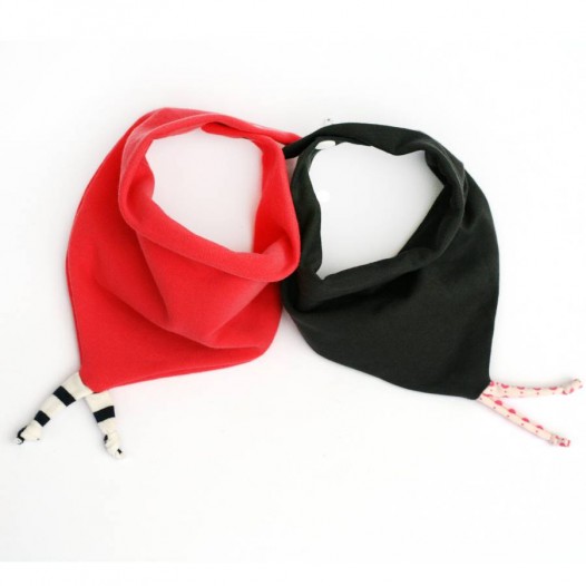 Bavoir-bandanas-jersey-coton-gris-anthracite-corail-DUO