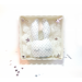 Hochet "Pacco le lapin trop beau", coton blanc pois &eacute;toile argent&eacute;e